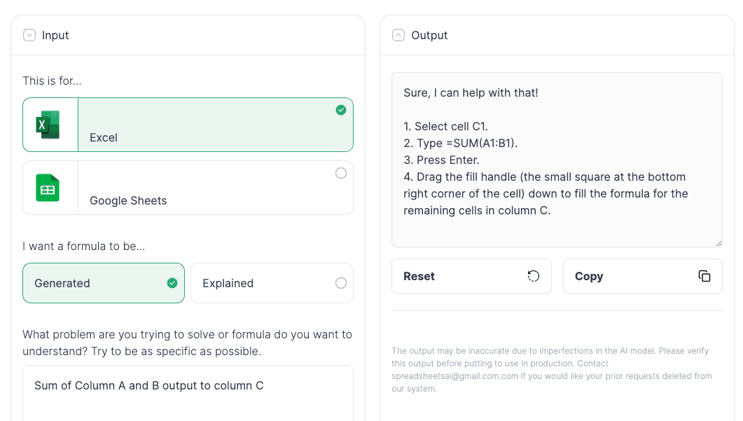 Generate Excel And Google Sheets Formulas